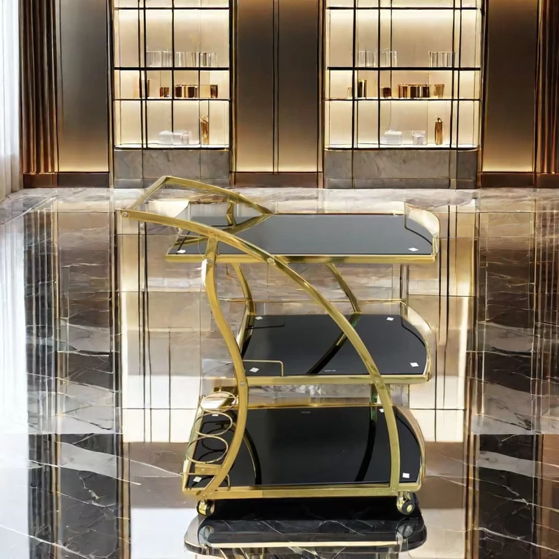 Modern 3 Layer Stainless Steel 10L Capacity Drinks Trolley Commercial Hotel Furniture Dining Serving Food Durable Metal