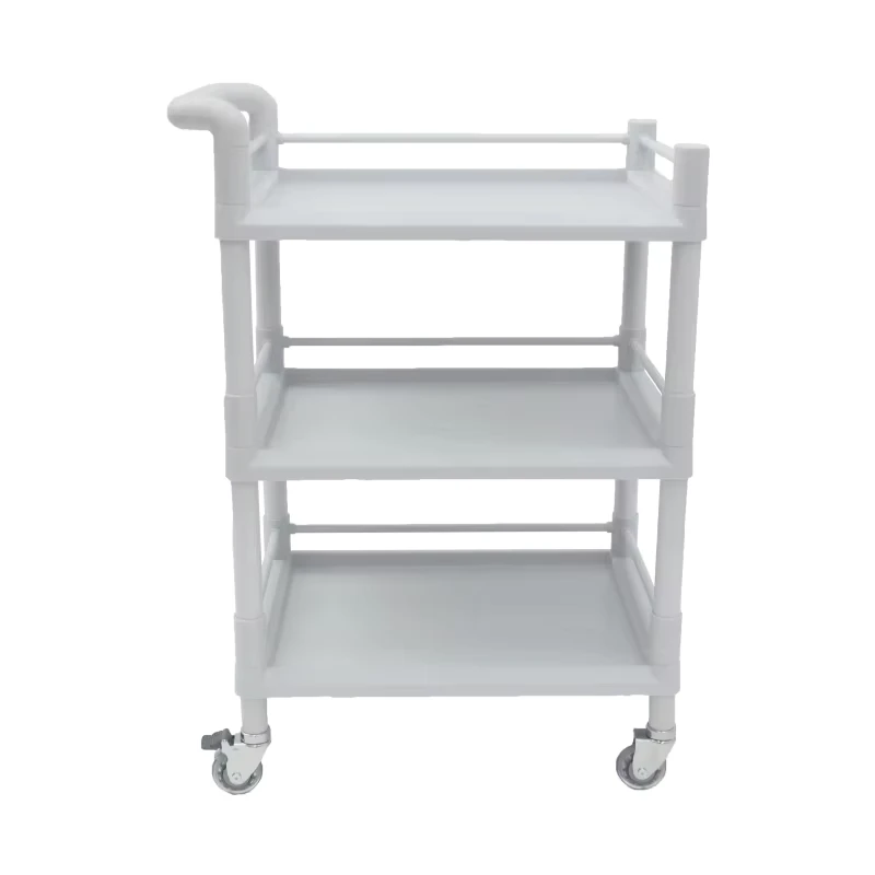 Modern 3 Layered Hospital Medical Trolley Emergency Equipment Utility Cart ABS Plastic Silent 4 Castors