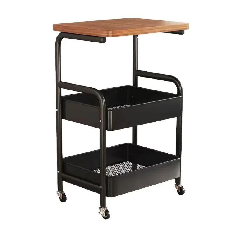 Modern 3 Tier Metal Storage Cart with Rolling Wheels Multi functional Eco Friendly Household Utility Trolley