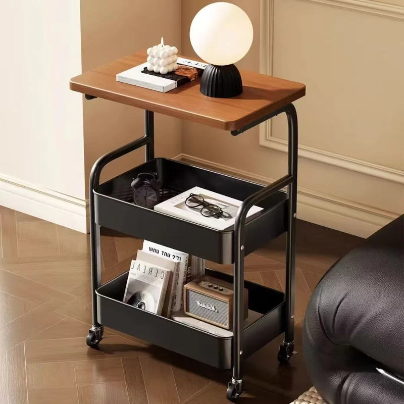 Modern 3 Tier Multifunctional Metal Kitchen Bathroom Living Room Trolley Floor Standing 4 Wheel Lockable Casters Storage Cart