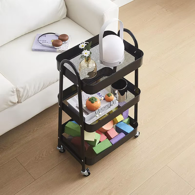 Modern 3 Tier Plastic Rolling Cart Mobile Storage Trolley Organizer with Wheels Utility Rack for Kitchen Bathroom Office Home