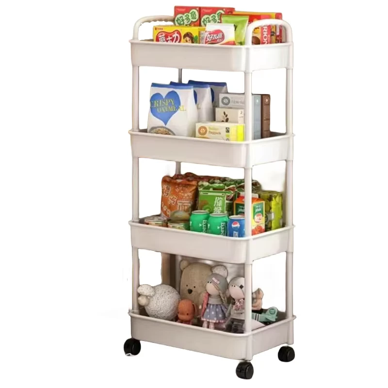 Modern 3 Tier Plastic Trolley Rack Rolling Utility Cart with Wheels and Handle Multipurpose for Home Vegetable Wine Storage