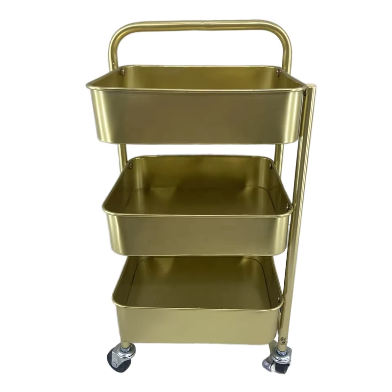 Modern 3 tier Rolling Utility Cart Storage Shelves Multifunction Storage with Mesh Basket Handles Bathroom Storage Cart