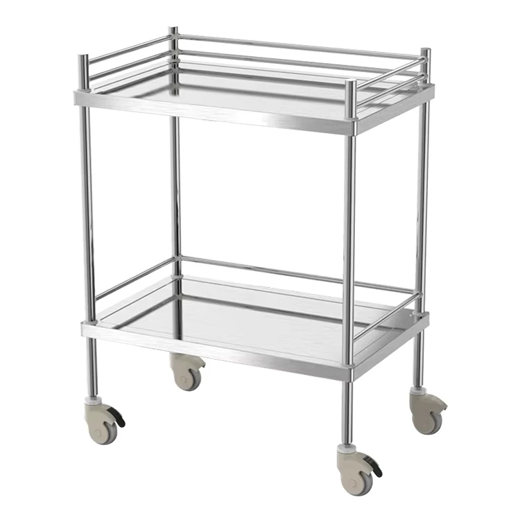 Modern 304 Stainless Steel Hospital Medical Trolley Cart Hygienic Tray Durable Surgical Tool Storage ISO 9001 Certified Silent