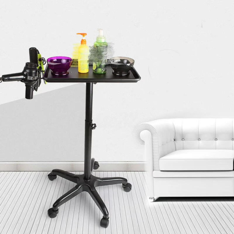 Modern Adjustable Height Mobile Salon Trolley Spa Tools for Hair Salon Barber Shop Black Aluminum 360 degree Rotation
