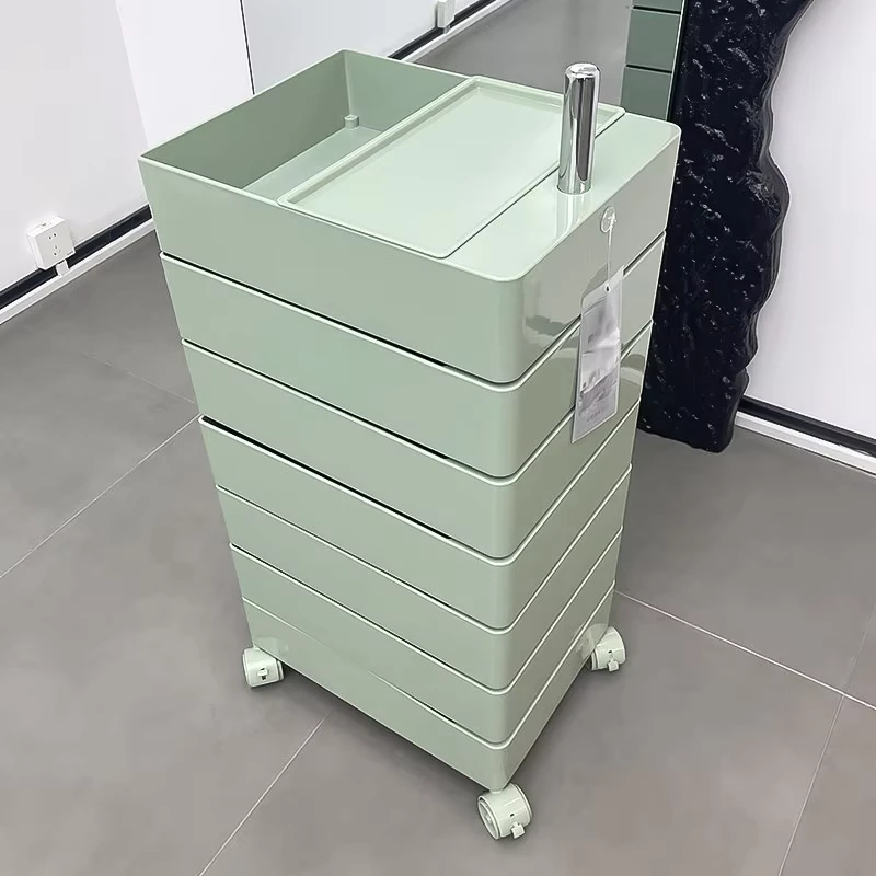 Modern Beauty Salon Multi function Barber Shop Mobile Acrylic 4 Wheel Folding Salon Trolley Cart for Nail Art
