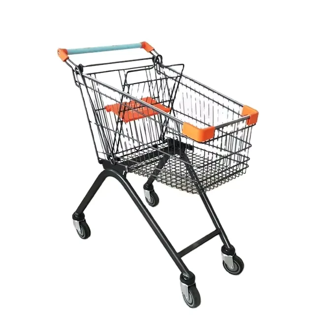 Modern Black 4 Inch Wheels Durable Supermarket Cart Trolly Shopping