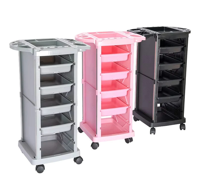 Modern Black Salon Trolley Cart 4 Wheel Eco Friendly Durable Plastic Material Easy Moving Stable Factory Direct Supply Living