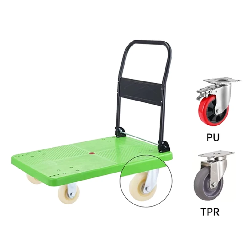 Modern Design 400kg OEM ODM Four Wheels Plastic Shopping Foldable Hand Truck Cart Platform Trolley