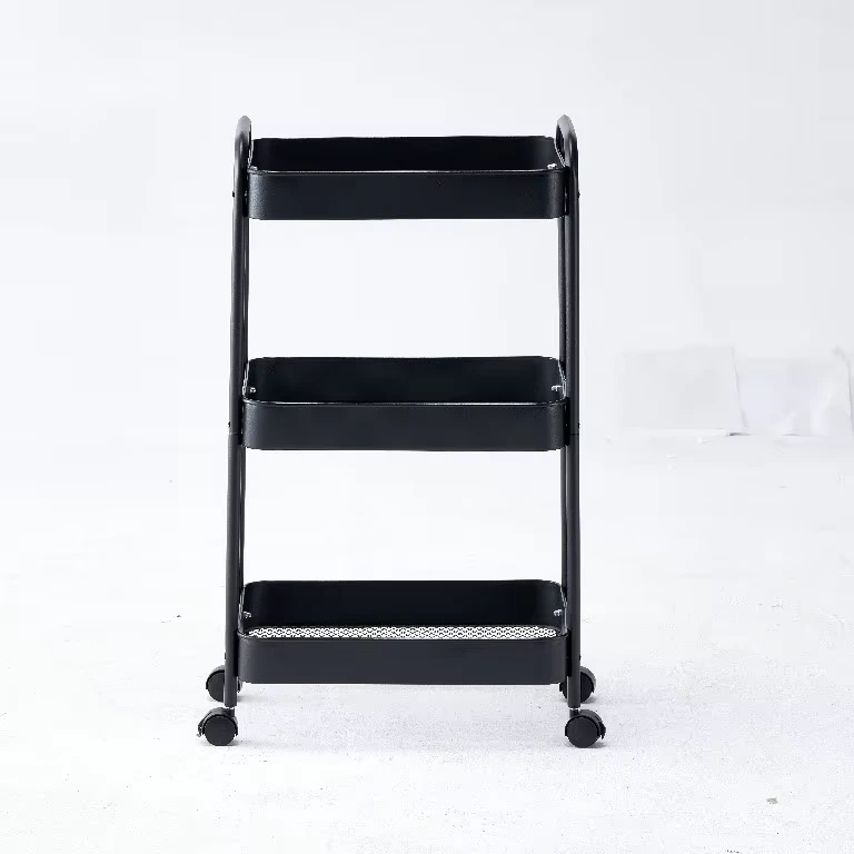 Modern Design Mobile Storage Trolley Wheels Multi Layer Metal Rack for Kitchen Bathroom Beauty Moveable Accessory Living Room