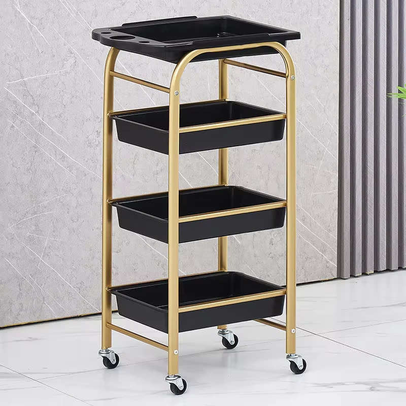 Modern Design Plastic 4 Wheel 4 Layer Hair Salon Storage Trolley