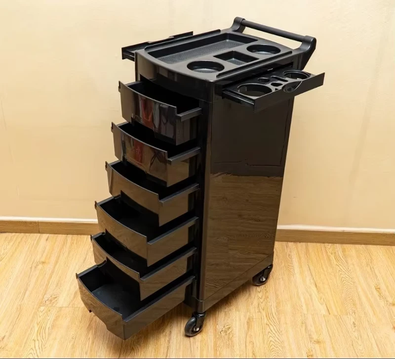 Modern Design Salon Trolley Durable Wood and ABS Tiers Hair Salon Equipment