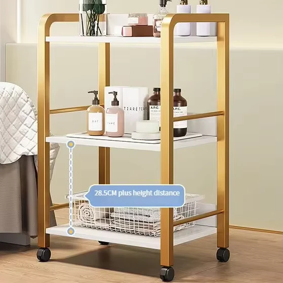 Modern Design Stainless Steel Beauty Cart Trolley for Salon & Spa Use Mobile Bathroom Instrument Rack with Durable Wheels