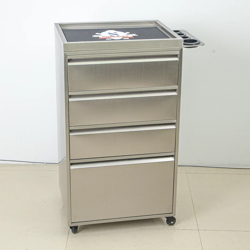 Modern Design Stainless Steel Salon Trolley with Barber Cabinet Drawers for Workshop Hotel Home Office Living Room Furniture