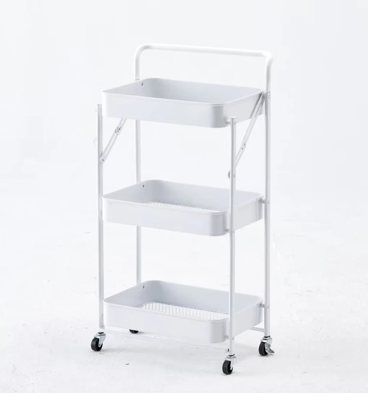 Modern Eco Friendly 3 Tier Metal Multifunctional Kitchen Trolley Cart Movable Rolling Shelves for Cleaning Shoes Living