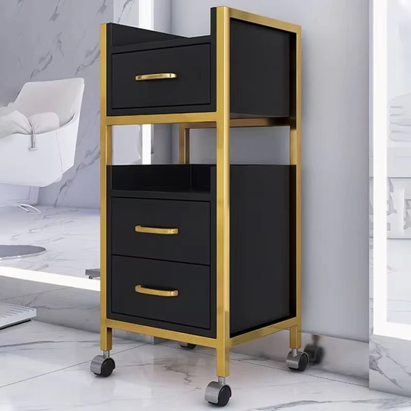 Modern Eco Friendly Wood Salon Trolley Drawers 4 Wheel Design Living Room Bathroom Beauty Cart Pedicure Workshop