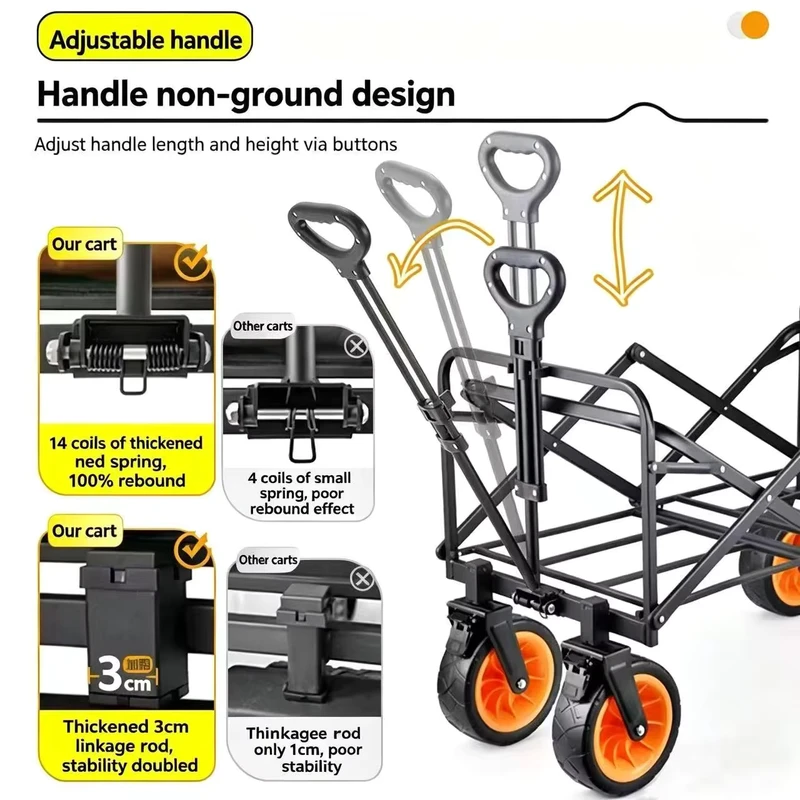 Modern Galvanized Steel Camping Cart Camp Trailer Outdoor Folding Super Large Small Camper