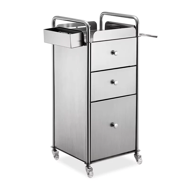 Modern Hair Salon Stainless Steel 4 Wheel Trolley High Load Bearing Capacity 360 degree Rotation Eco Friendly Design for Salon