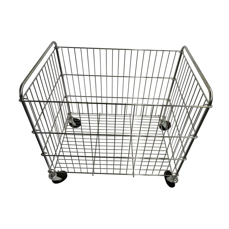 Modern Heavy Duty Grocery Warehouse Iron Metal Wire Supermarket Storage Cages Trolley Shopping Cart Basket with Wheels