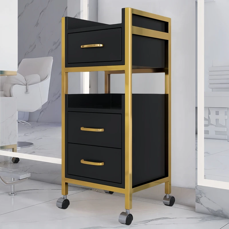 Modern Heavy Duty Metal Beauty Storage Trolley with 360 Degree Rotation for Hair Salon Barber Shop Bedroom Bathroom Use