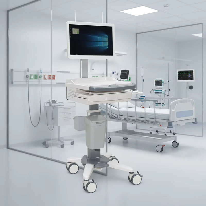 Modern Hospital Clinic Beauty Salon Use Mobile Trolley ABS Safety Material Noise Free Castors 4 Castors Nurse Friendly Medical