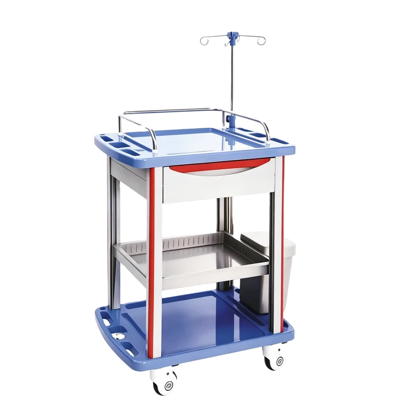 Modern Hospital Treatment Cart 304 Stainless Steel Three Tier Platform 4 Castors Smooth Sliding Large Load Capacity Easy