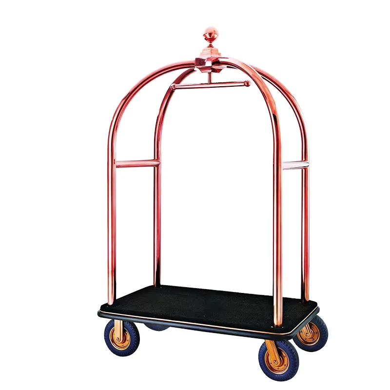 Modern Hotel Concierge Birdcage Bellman Baggage Cart Stainless Steel Luggage Trolley Cart