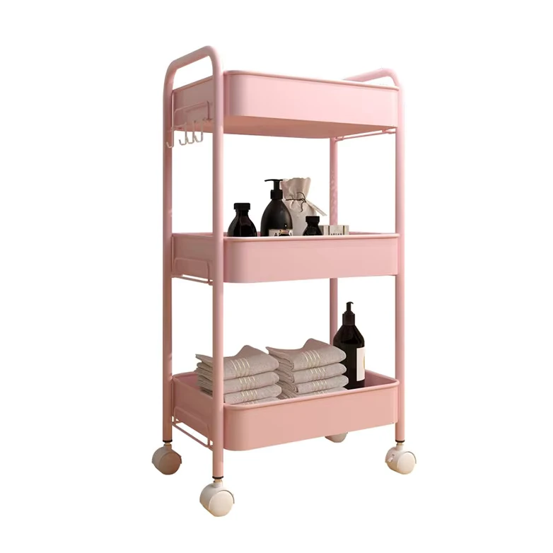 Modern Kitchen 3 Tiers Metal Rolling Organization Storage Utility Cart Trolley Shelves With Wheels