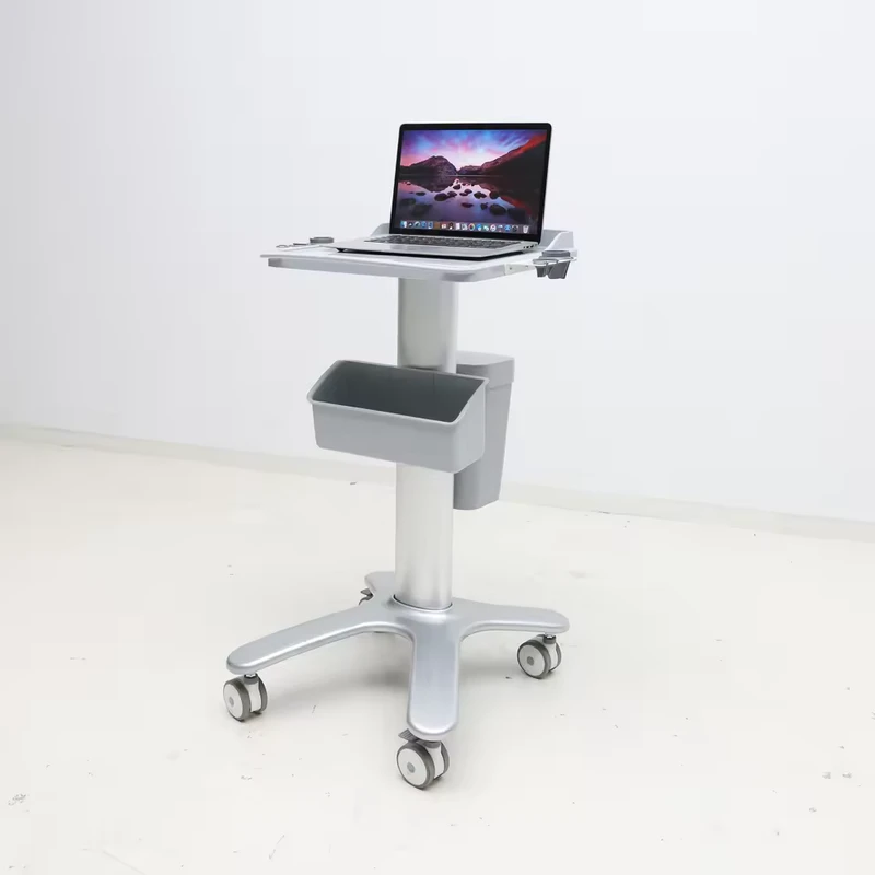 Modern Laptop Medical Laptop Cart Hospital Trolley with 4 Castors Multi-Function Lightweight Design With Dust Bin