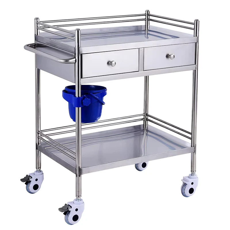 Modern Lightweight 304 Stainless Steel Hospital Medicine Treatment Cart Instrument Trolley
