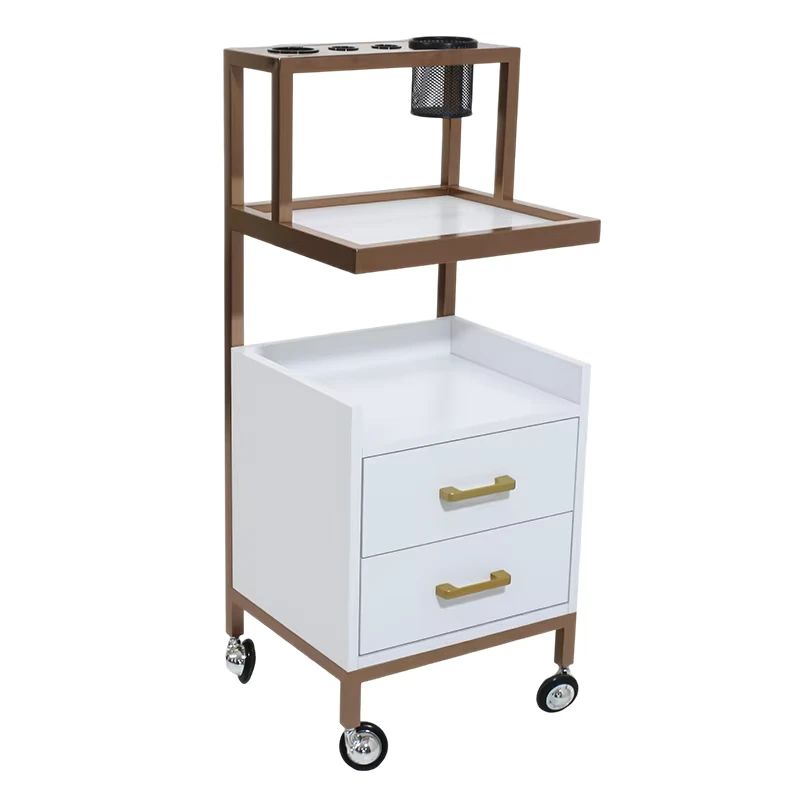 Modern Luxury Hairdressing Cart Trolley Metal Stainless Steel Salon Working Trolley Cabinet