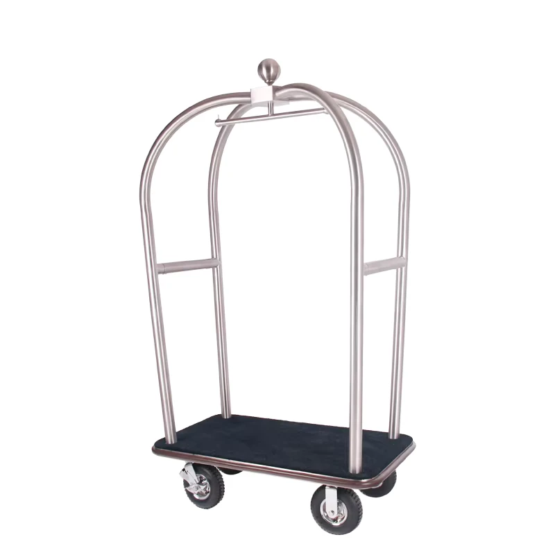 Modern Luxury Hotel Cart Platform Restaurant & Airport Luggage Trolley with Sleek Silver Finish Made of Durable Metal