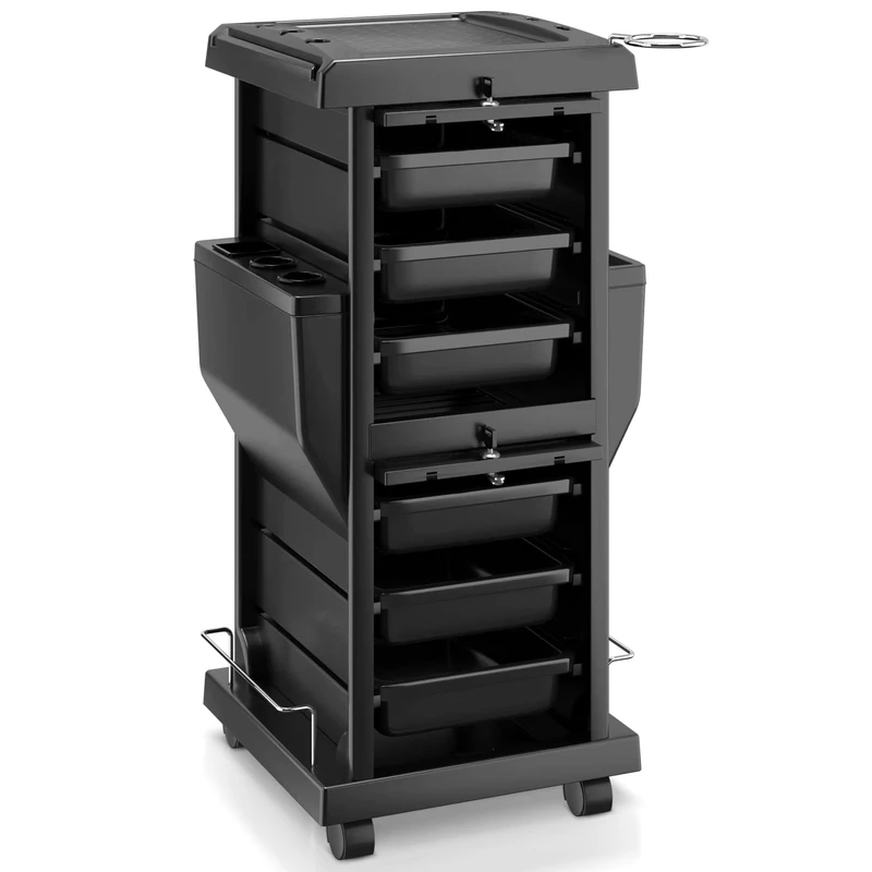 Modern Luxury Metal & Plastic Salon Trolley with 4 Wheels for Beauty Salons