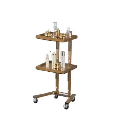Modern Metal Salon Furniture Beauty Tool Cabinet Trolley 4 Wheel Heavy Duty Stainless Steel Haircutting Mirror
