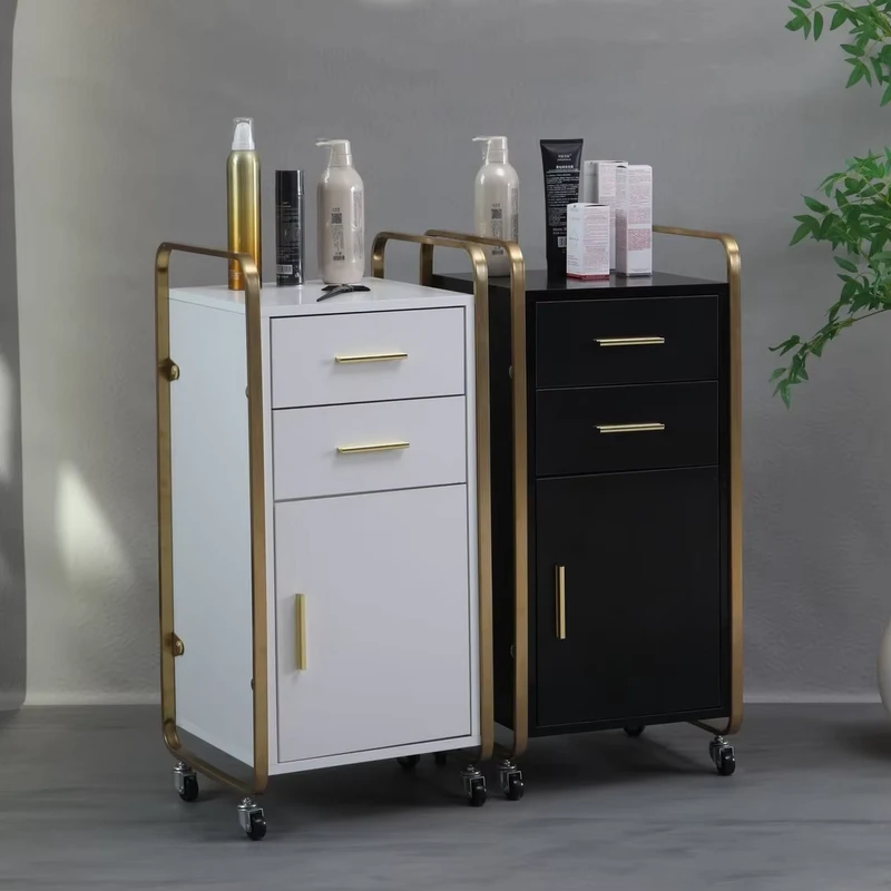 Modern Metal Sheet Salon Trolley 4-Wheel 360-Degree Rotation Multi-Layer Storage for Hair Salons