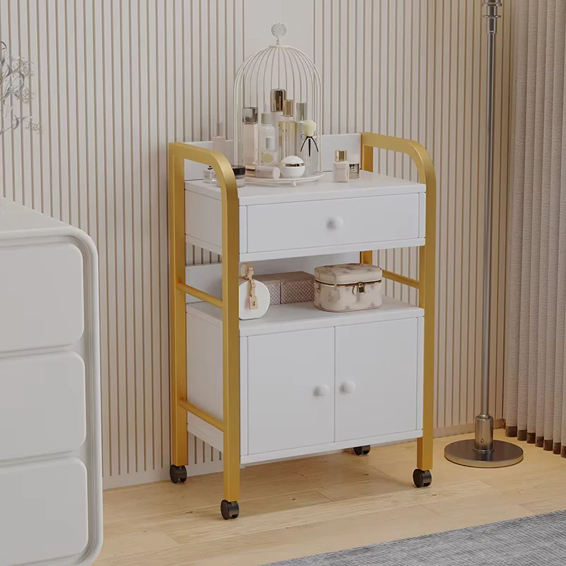 Modern Metal Small Trolley Storage Rack for Barber Shops Beauty Salons Multifunctional Movable Tool Cart High Load Bearing
