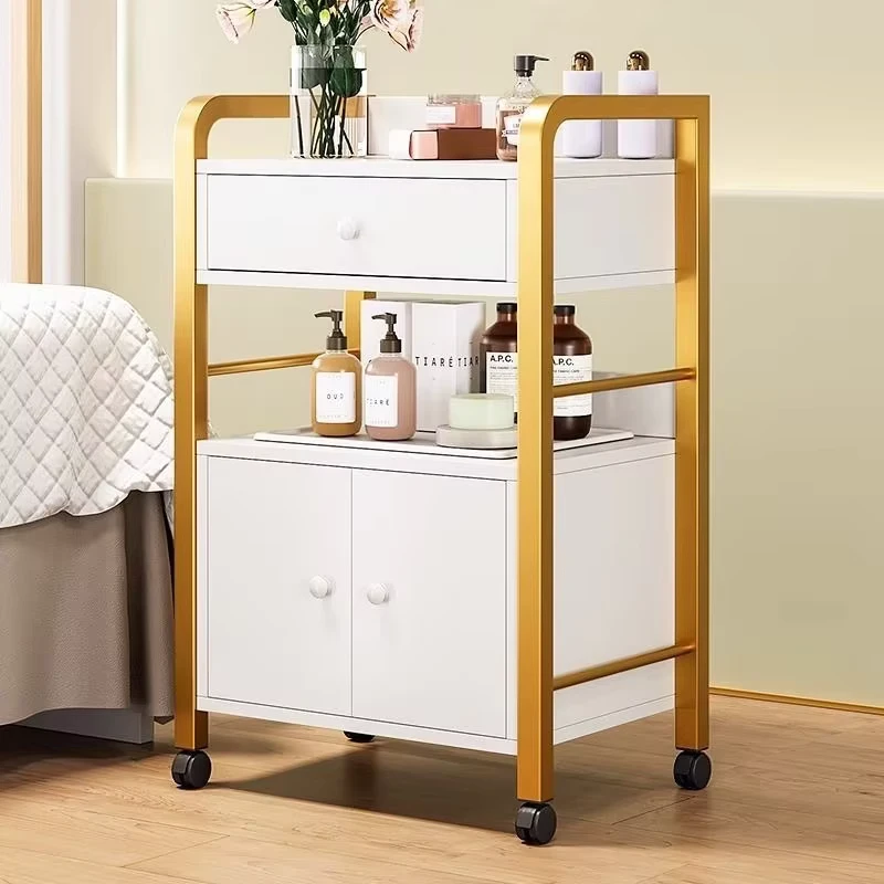 Modern Metal Small Trolley Storage Rack for Beauty Salons Barber Shops Multifunctional Movable Tool Cart Nail Instrument