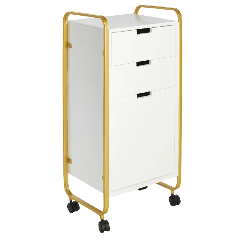 Modern Metal Storage Cart Lockable Drawer Rolling Beauty Hair Salon Trolley for Barber Shop Bathroom Bedroom Workshop