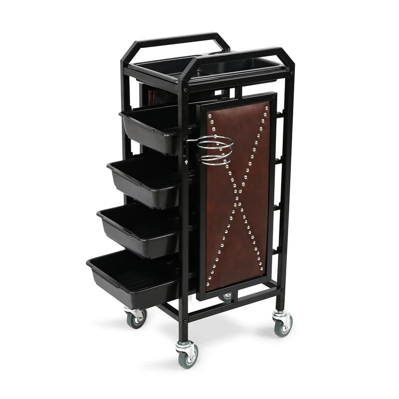 Modern Mobile Beauty Spa Trolley with Lockable Drawers & Tool Holders Facial & Hairdressing Cart for Estheticians Stylists