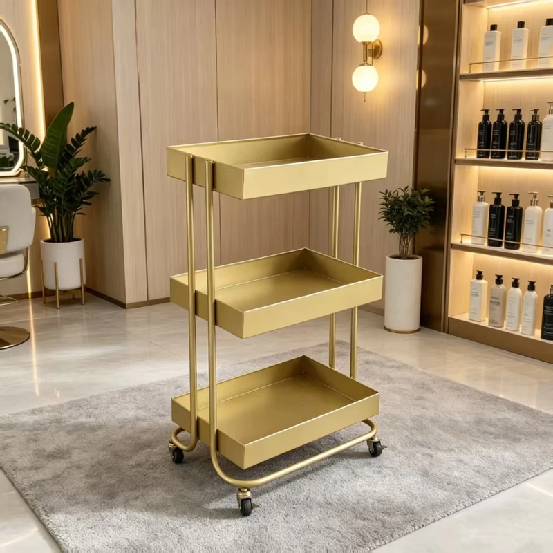 Modern Multi-Functional Home Storage Rack Cart Spa Salon Beauty Trolley for Kitchen Bathroom Living Room Movable Metal
