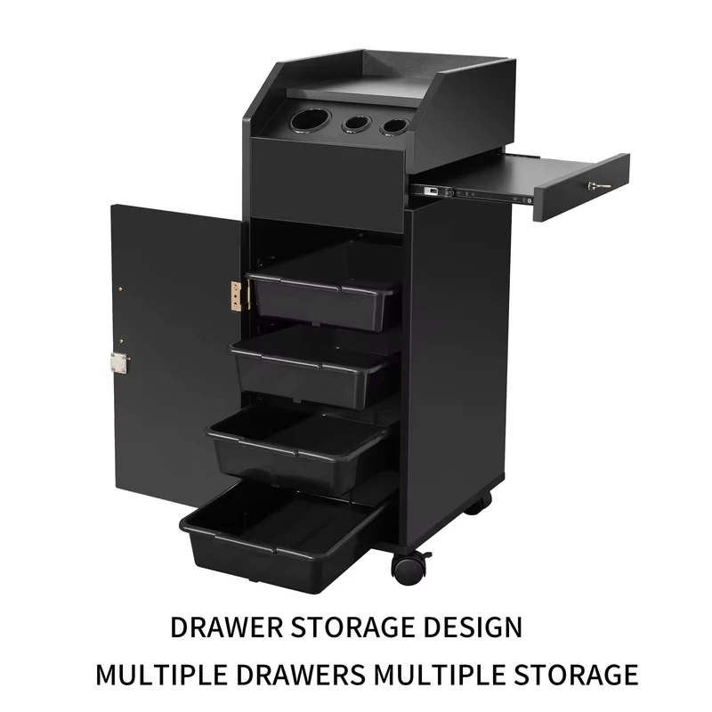 Modern Multi Functional Wood Salon Storage Trolley Cart with Soap & Bar Storage Portable Multi Layer Racks