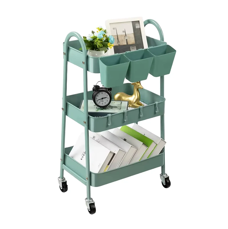 Modern Multifunctional 3 Tier Foldable Waterproof Metal Storage Rack Salon Beauty Cart with Efficient Organization