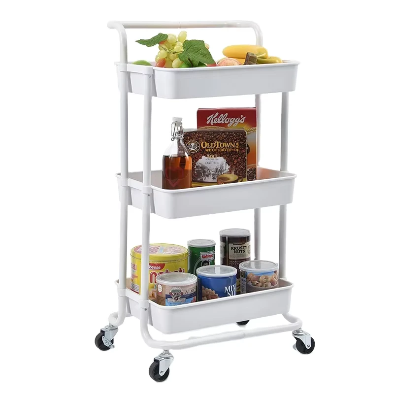 Modern Multifunctional Stainless Steel Utility Cart Household Storage Rack Metal Trolley