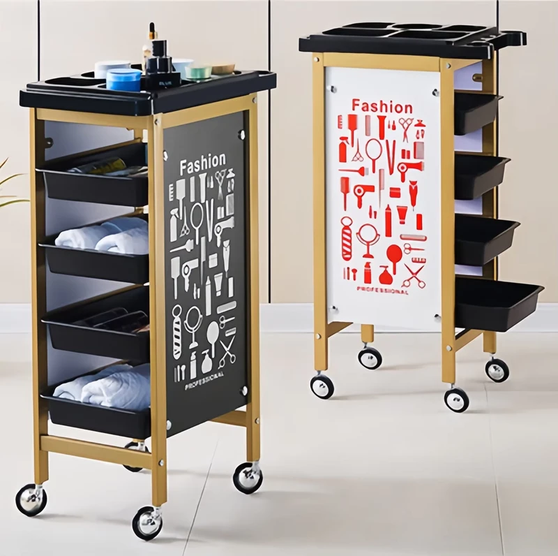 Modern Plastic Barber Shop Beauty Salon Spa Equipment Facial Manicure Hairdressing Trolley Cart 4 Wheel 360 degree Rotation