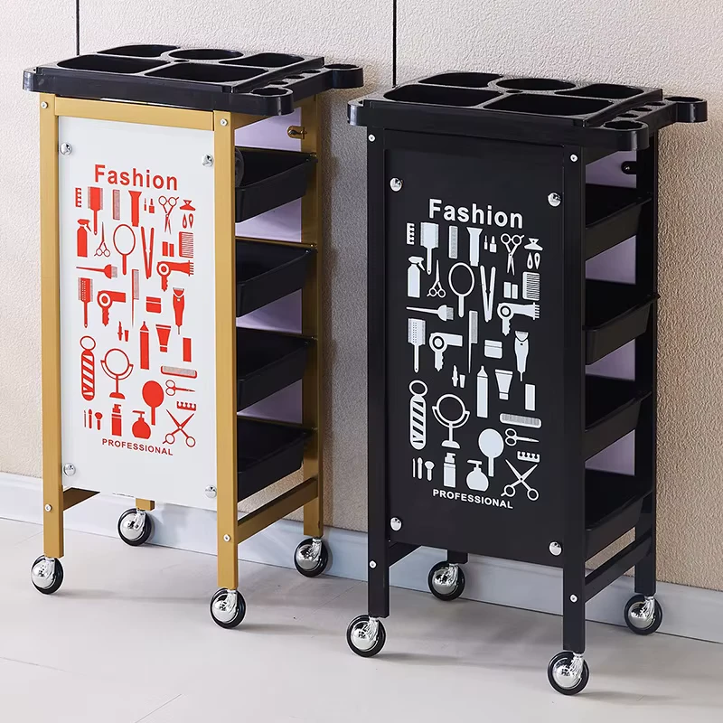 Modern Plastic Design Hair Salon Trolley 4 Wheel 360 degree Rotation Tool Cabinet for Barber Shop Beauty Salon
