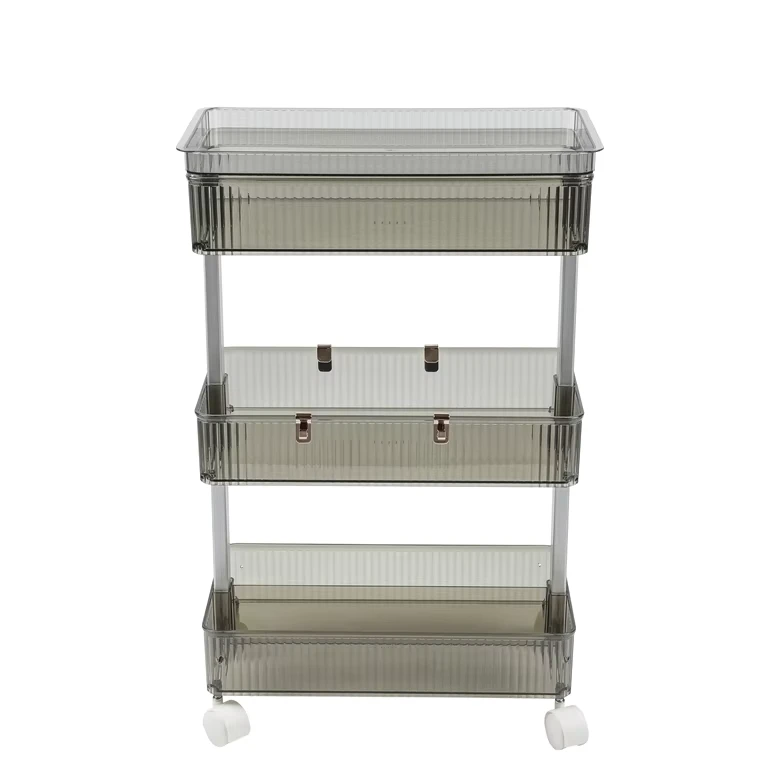 Modern Plastic Floor Standing Snack Cart Office Organizer Sandwich Rack Dinnerware Cleaning Feature for Kitchen Living Office