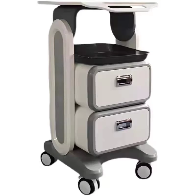 Modern Plastic Salon Trolley with 4 Mobile Wheels Portable Facial Spa & Hair Salon Machine 360 Degree Rotation