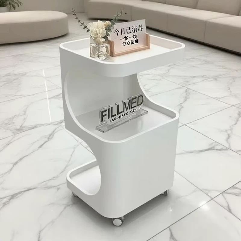 Modern Plastic Storage Trolley for Beauty Salon Mobile Utility Cart with 4 Wheels for Salon Hairdressing