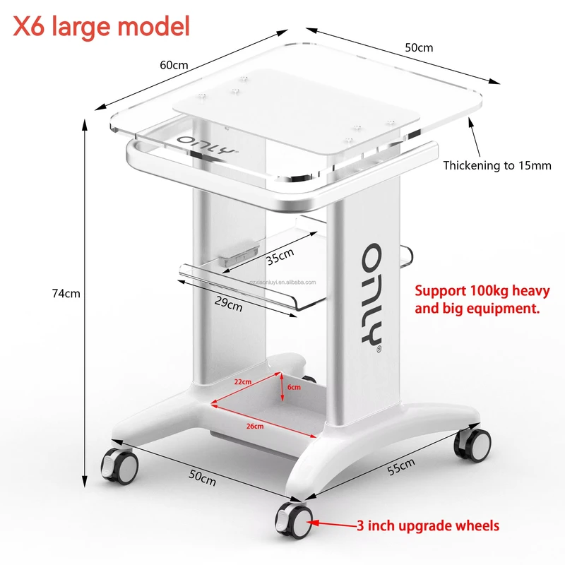 Modern Portable Laser Beauty Machine Trolly Cart Acrylic Dental Clinic Spa Aesthetic Cart Trolley for Esthetician Equipment