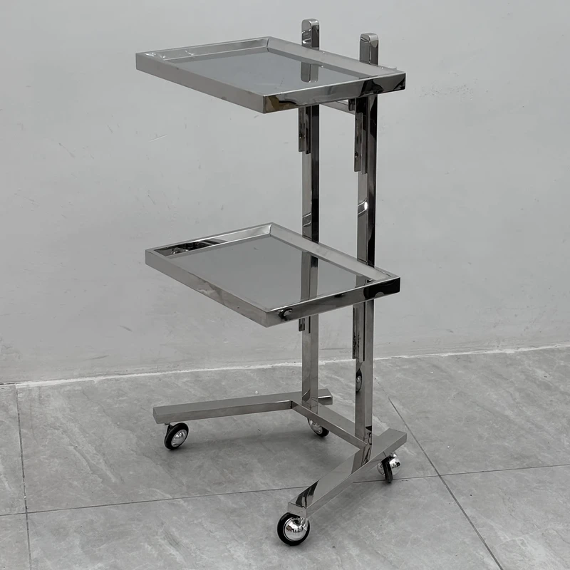 Modern Salon Trolley Silver Working Cart Beauty Salon Stainless Steel Trolley